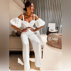 Fancy jumpsuit WHITE Splash boutique medium